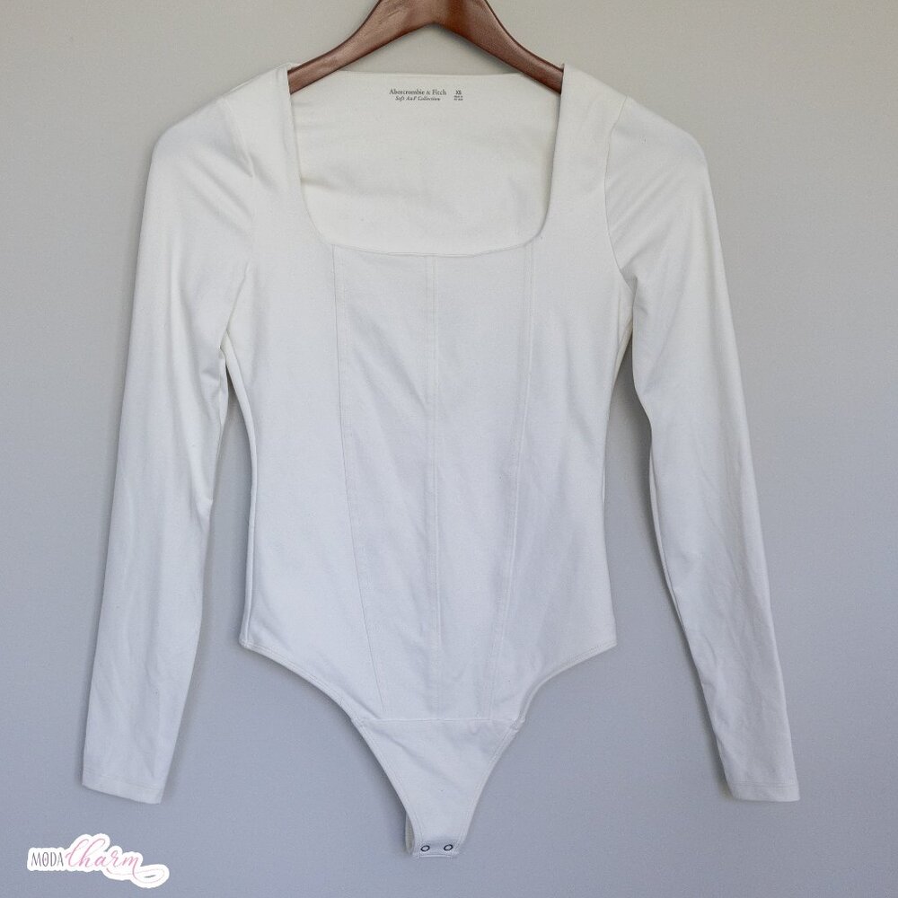 Abercrombie & Fitch White Long Sleeve Bodysuit